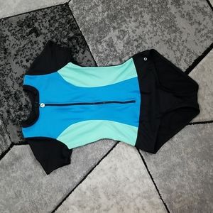 Next Women's Short Sleeve Zip Front Malibu One Piece Swimsuit - Size M